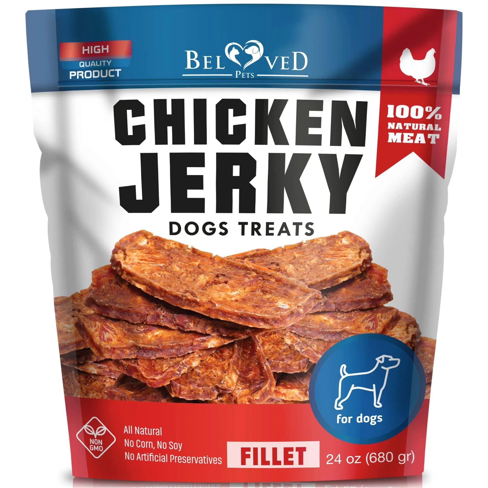 Chicken Jerky Dog Treats 1.5 lb | Human Grade, Grain-Free, Organic High Protein Training Snacks for Dogs
